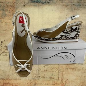 New Anne Klein sport white/tan slingback